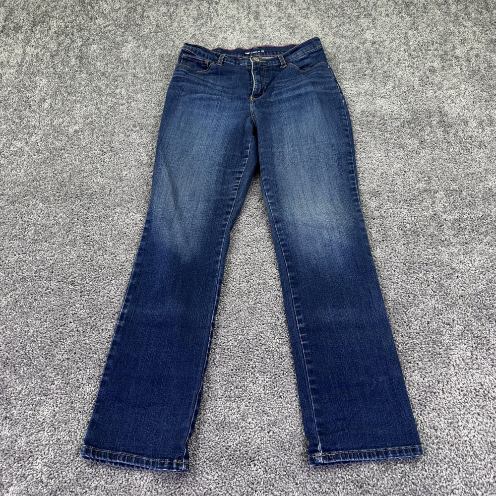 Lee Jeans Womens 30x28 Blue Straight Classic Embroidered Denim Medium Wash